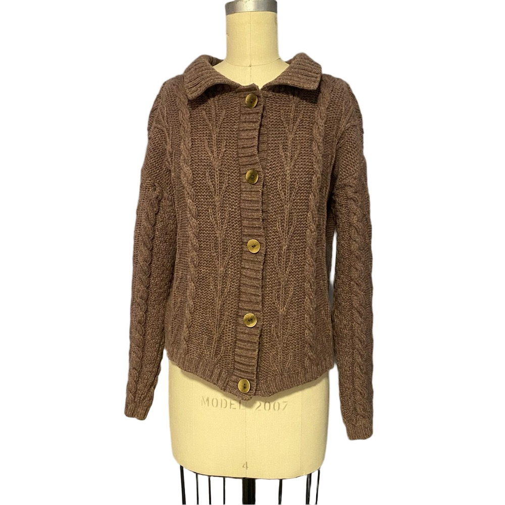 Irish 100% Wool Cardigan Sweater Light Purple Small -Doogan Donegal Ireland